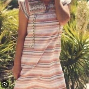 THML Women's Popover Dress with Pink and Cream Stripes